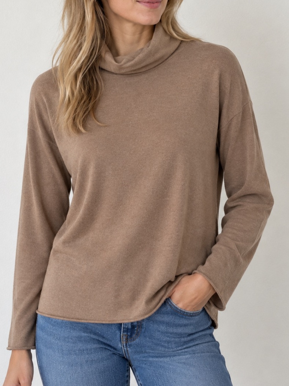 Theory 100% Cashmere Women’s Sweater TanLing Sleeve Soft Knit Top L